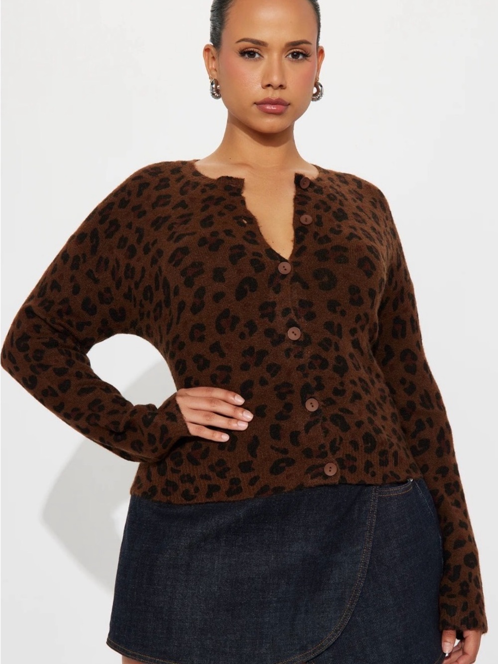 Fashion Nova Born Wild Leopard Cardigan Brown & Black Small NWT